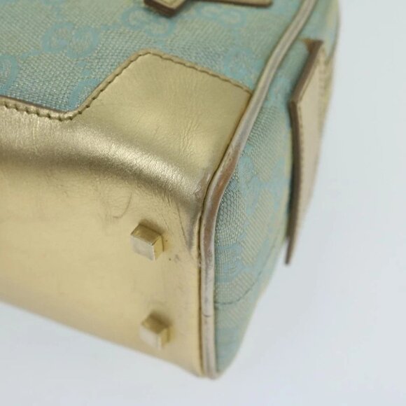 GUCCI GG Canvas Hand Bag Light Blue Gold Tone Auth ac2720 - Picture 9 of 15